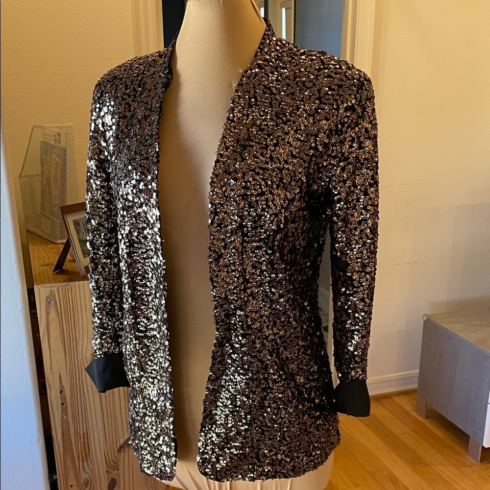 Sam Edelman Black and Silver Sequin Blazer